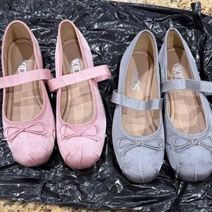 2 pairs Pink and Gray Ballet Flats